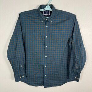 Charles‎ Tyrwhitt Shirt Mens Large Blue Non Iron Button Down Long Sleeve Plaid